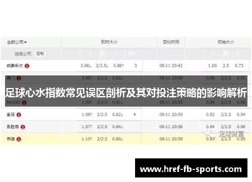 足球心水指数常见误区剖析及其对投注策略的影响解析 足球心水指数常见误区剖析及其对投注策略的影响解析